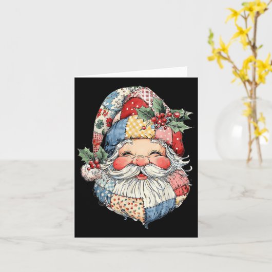 Carte Patchwork Santa Claus Rétro Noël Funny Mens W (Fleur jaune)