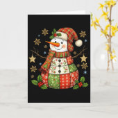 Carte Patchwork Snowman Preppy Girly Christmas Xmas Holi (Fleur jaune)