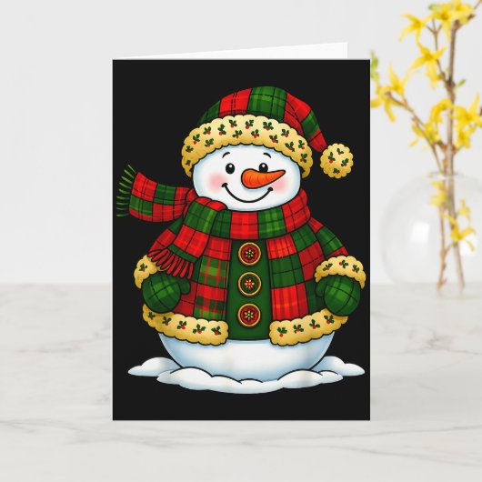 Carte Patchwork Snowman Retro Funny Christmas Snowman Ho (Fleur jaune)