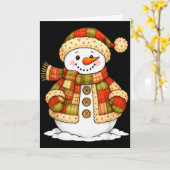 Carte Patchwork Snowman Retro Funny Snowman Holiday Chri (Fleur jaune)