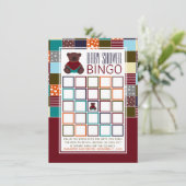 Carte Patchwork Teddy Bear, Baby shower Bingo (Debout devant)