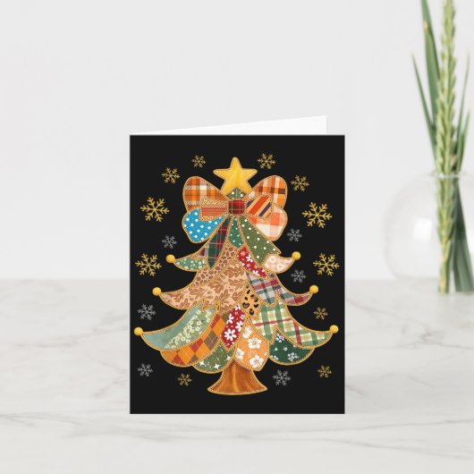 Carte Patchwork Xmas Coquette Bow Lace Joyeux brillant C (Devant)