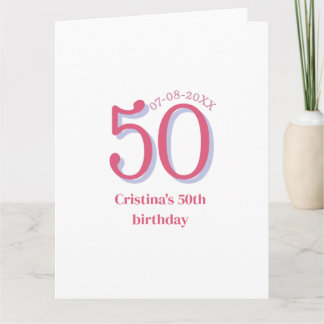 Carte PÂTE À PASTEL ROSE 50 anniversaire anniversaire de