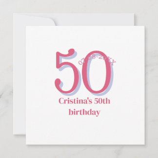 Carte PÂTE À PASTEL ROSE 50 anniversaire anniversaire de