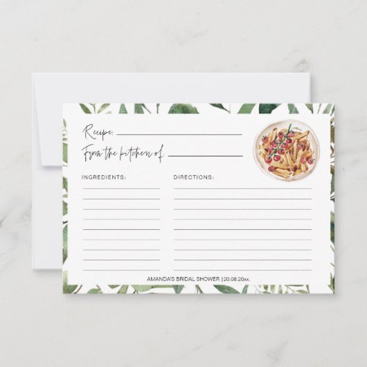 Carte Pâtes vertes Fête des mariées de cuisine Recettes  (Devant)