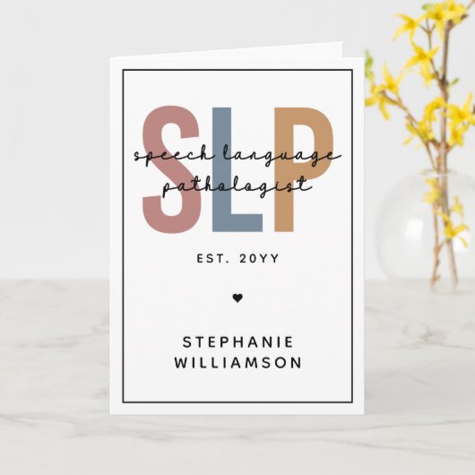 Carte Pathologiste du langage SLP personnalisé (Fleur jaune)