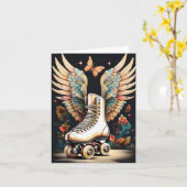 Carte Patinage à rouleaux ailés (Fleur jaune)