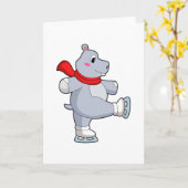 Carte Patinage artistique sur glace Patins à glace Hippo (Fleur jaune)