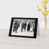 Carte Patinage de glace en parc de smoking, NY 1920 (Fleur jaune)