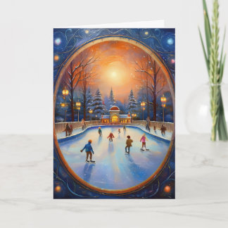 Carte Patinage sur glace de Noël