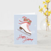 Carte Patinage sur glace de Noël Salutation de vacances  (Fleur jaune)