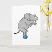 Carte Patinage sur glace Patins à glace Éléphant (Fleur jaune)