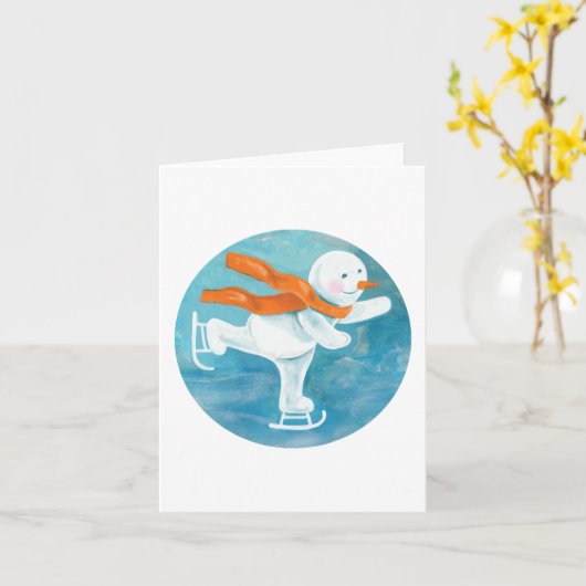 Carte Patinage sur glace Snowman (Fleur jaune)