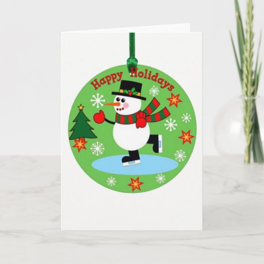 Carte Patinage sur glace Snowman Ornament Joyeuses vacan (Devant)
