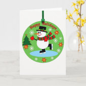 Carte Patinage sur glace Snowman Ornament Joyeuses vacan (Fleur jaune)