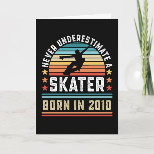 Carte Patineur né 2010 10e anniversaire Skateboard Cadea (Devant)