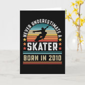 Carte Patineur né 2010 10e anniversaire Skateboard Cadea (Fleur jaune)