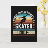 Carte Patineur né en 2008 Skateboard Birthday Gift (Fleur jaune)