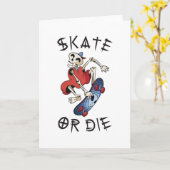 Carte Patineur squelette drôle ou mourir drôle (Fleur jaune)