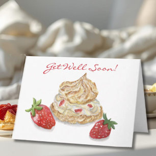 Carte Pâtisserie feuilletée à la fraise aquarelle pour u