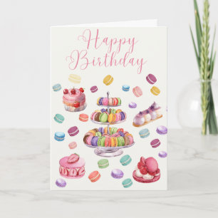 Carte pâtisserie française illustrée Anniversaire
