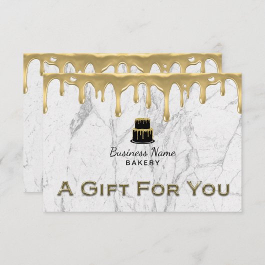 Carte Pâtisserie Gâteau Coulée Dorée Glaçage Chef Marble (Devant / Derrière)
