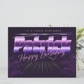 Carte Patrick Name Prénom lila retro (Debout devant)