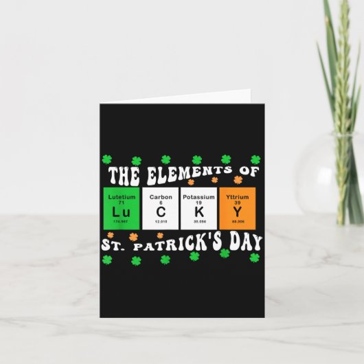 Carte Patricks Day Funny Elements Of Lucky Periodic Tabl (Devant)