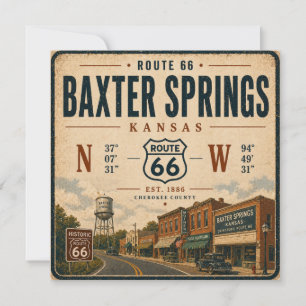 Carte Patrimoine de l'autoroute Baxter Springs Vintage