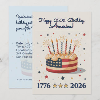 Carte Patriotic 250th USA Birthday Celebration Invite