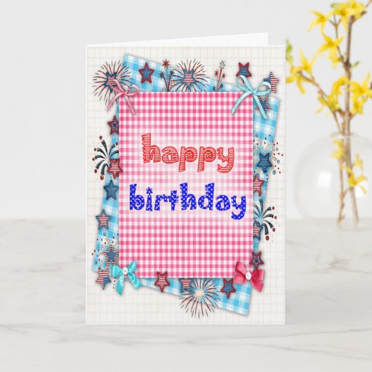 Carte Patriotic birthday (Fleur jaune)