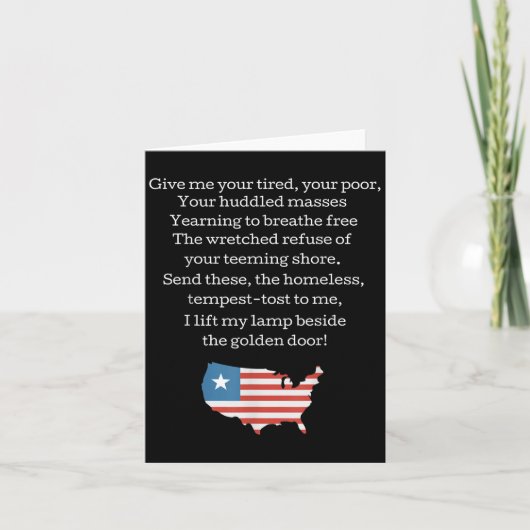 Carte Patriotic New Colossus Emma Lazarus Quote Usa Gift (Devant)