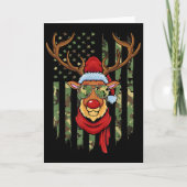 Carte Patriotic Reindeer Camo American Flag Veteran Chri (Devant)