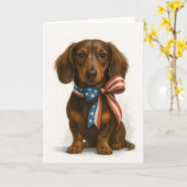 Carte Patriotique Dachshund (Fleur jaune)