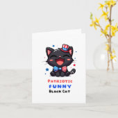 Carte Patriotique Funny Black Cat (Fleur jaune)