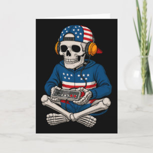 Carte Patriotique Halloween Squelette Gamer Funny Squele