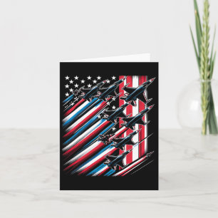 Carte Patriotique Rouge Bleu Bleu Usa Drapeau Jets 4e