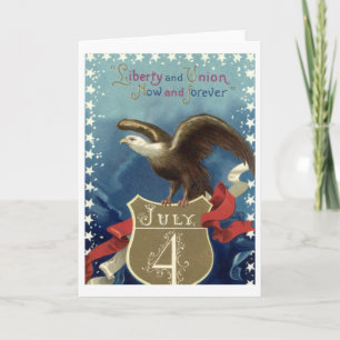 Carte Patriotique vintage 4 juillet, Aigle aux étoiles