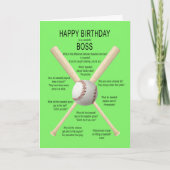 Carte Patron, blagues de baseball d'anniversaire (Devant)
