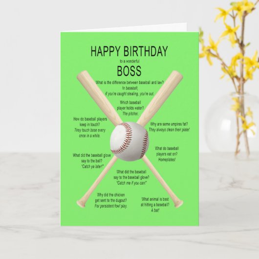 Carte Patron, blagues de baseball d'anniversaire (Fleur jaune)