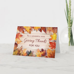 Carte Patron Thanksgiving Merci Feuilles d'automne