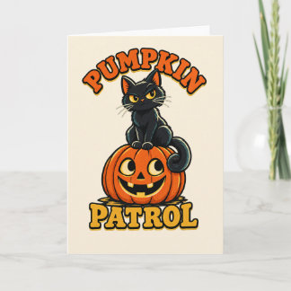 Carte Patrouille de citrouilles – Jolie chatte noire Hal