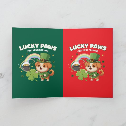 Carte "Patte Chanceuse Saint-Patrick Chiot" (Intérieur)