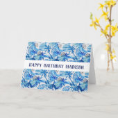 Carte Pattern de Bright Blue Tropical Watercolor (Fleur jaune)