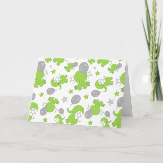 Carte Pattern of Green Elephants, Cute Elephants, stars (Devant)