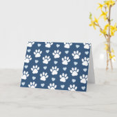 Carte Pattern of paws, Dog paws, White paws, Blue Hearts (Fleur jaune)