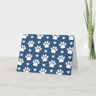 Carte Pattern of paws, Dog paws, White paws, Blue Hearts