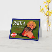 Carte Paula, étiquette des caisses de fruits de Père Noë (Fleur jaune)