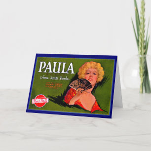 Carte Paula, étiquette des caisses de fruits de Père Noë