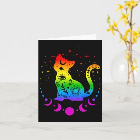 Carte Pavillon Gay pride Lgbt Cat Astrologie Arc-en-ciel (Fleur jaune)